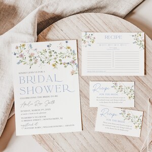 BRIDAL SHOWER INVITATION Template Bundle | Invitation | Recipe Card | Directions | Amelia | Instant Download | Editable Template | A6