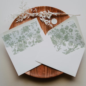 UMSCHLAG LINER | Salbeigrün Toile | Blumen | Hochzeitseinladung | PDF-Datei