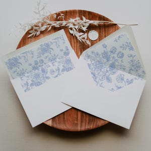 ENVELOPE LINER | Baby Blue Toile | Flowers | Wedding Invitation | PDF
