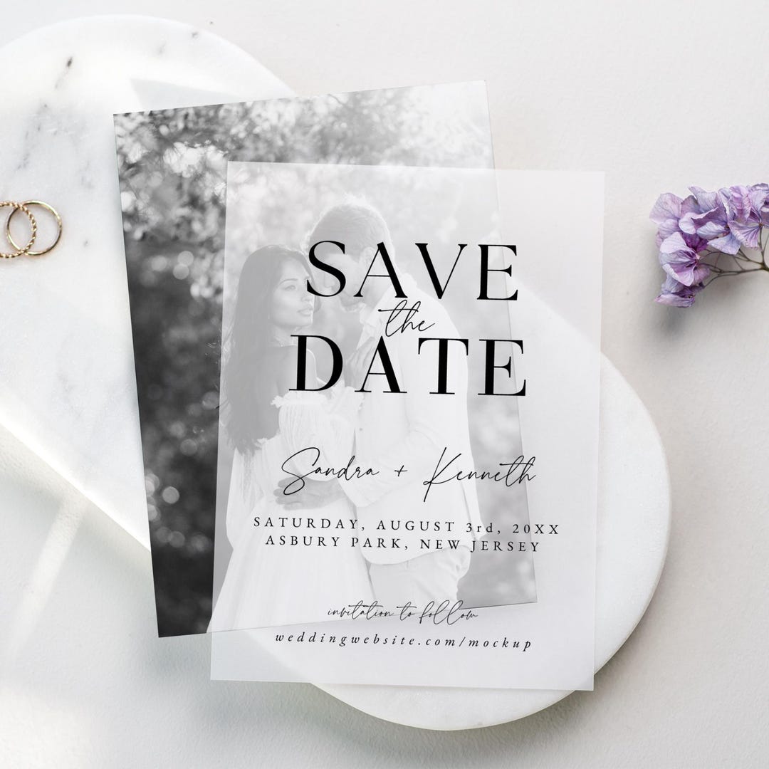 Vellum Photo Save the Date Template (digital Download) - Etsy