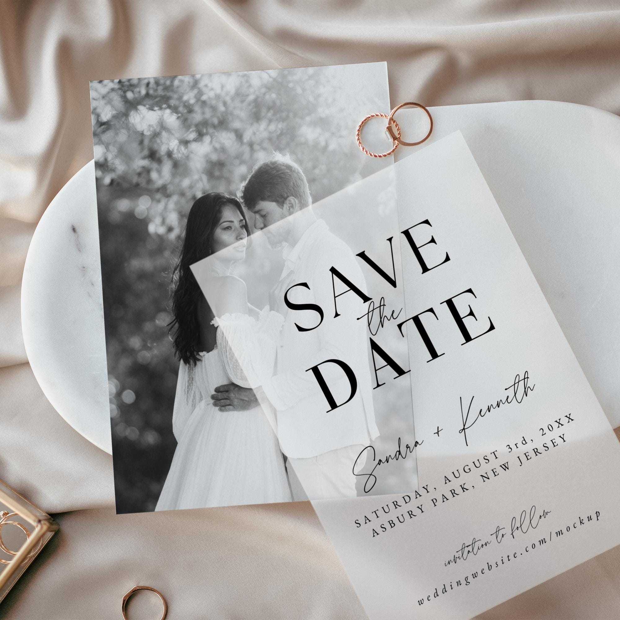 Vellum Photo Save the Date Template (digital Download) - Etsy