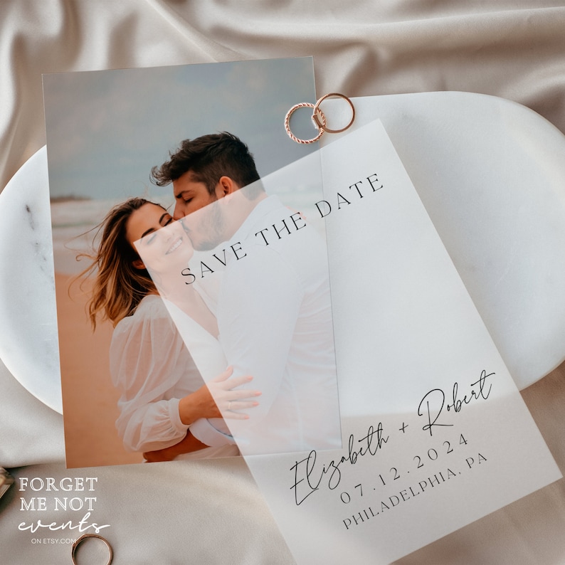 Vellum Photo Save the Date Template: Elegant Engagement (A2) (digital ...