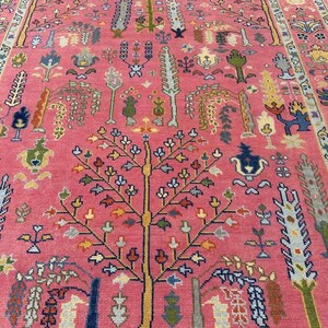 Exquisite Pink Turkish inspired Oushak Rug | Hand Knotted Rug - Handmade Rugs for Living Room - Antique Contemporary 8X10 9X12 10X14 Rugs