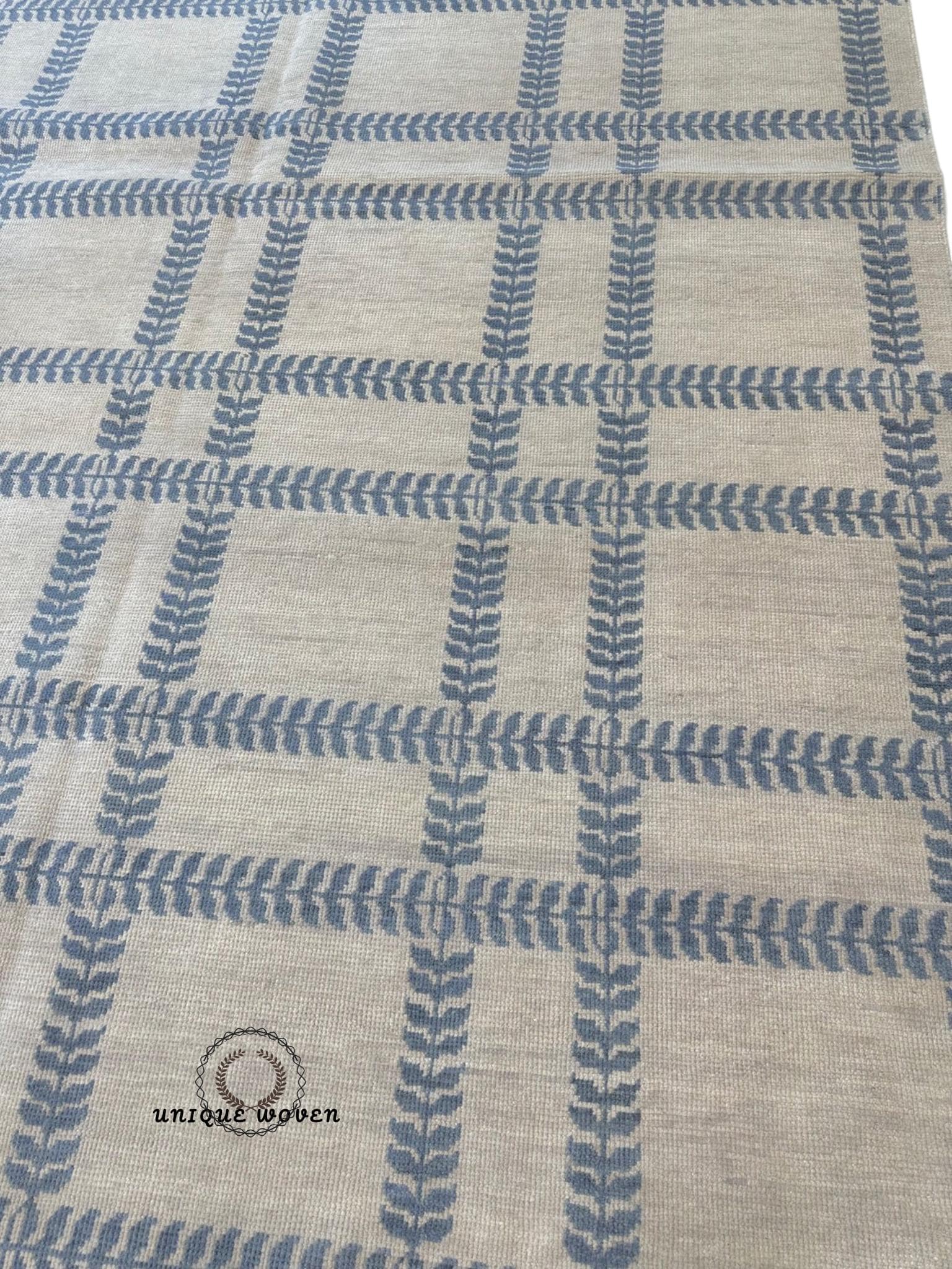 Modern Handmade - Warm gray & blue accent Turkish Rug For Bedroom, Living Room, Kids Room, Hall Way Sizes 8x10, 9x12, 10x14 Custom Area Rugs
