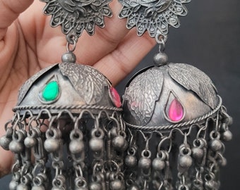 Oxidised silver earrings  oxidised jewellery Dangler Earrings ethnic jewellery oxidised jewellery afghani jewellery oversized jhumka