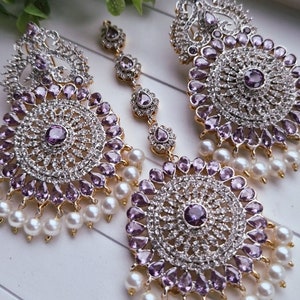 Purple Earrings Tika Lilac Tika Silver Purple Jhumka Indian Jhumka