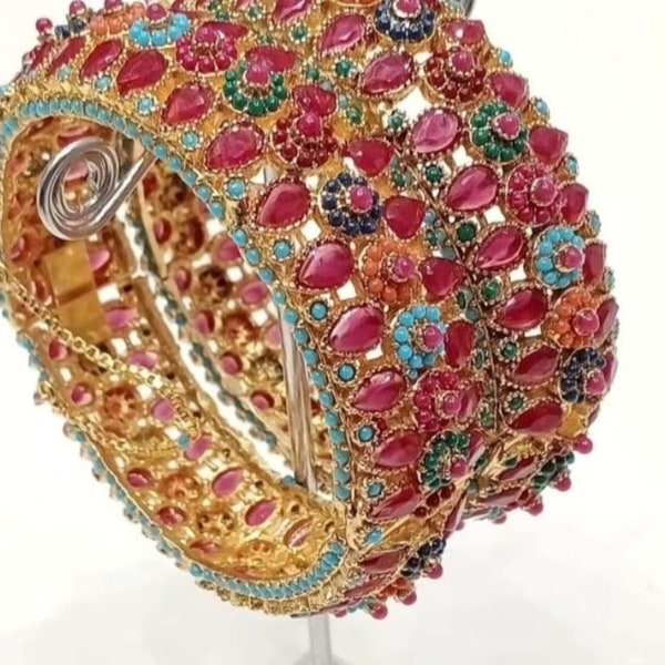 Pink bangles/kary pinkgold/nauratan bangles indian jewellery pakistani bridal jewellery indian bridal jewellery.OPENABLE bangles pair