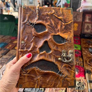 Handmade Leather Necronomicon Journal – Large Brown Evil Dead Book of the Dead