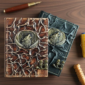 Handcrafted Wolf Leather Journal | Embossed Vintage Notebook