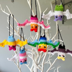 LGBTQ+ Bat Pride Flag Crochet Bag Charm Magnet / Hanging Decoration