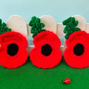 PDF PATTERN - Crochet Charity Remembrance Day Poppy Brooch Pin Badge