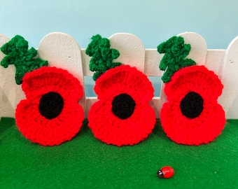 PDF PATTERN - Crochet Charity Remembrance Day Poppy Brooch Pin Badge