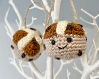 PDF PATTERN - Crochet Hot Cross Bun Easter Tree Decoration