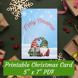 Printable Christmas Card | Christmas Gnome Printable Card | Digital Christmas Card | Printable Christmas Card for Family or Friend