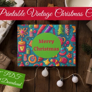 Printable Christmas Card | Vintage Christmas Card | Digital Christmas Card | Vintage Printable Christmas Card for Family or Friend