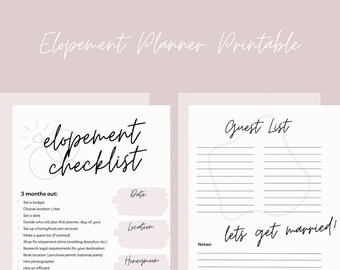 INSTANT DOWNLOAD Elopement Printable Planner Etsy