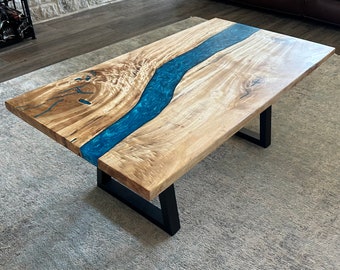 Maple Epoxy Table, Live Edge Epoxy Coffee Table, Epoxy Coffee Table, Epoxy Resin Table, Resin Table, Epoxy River Table, Epoxy Desk