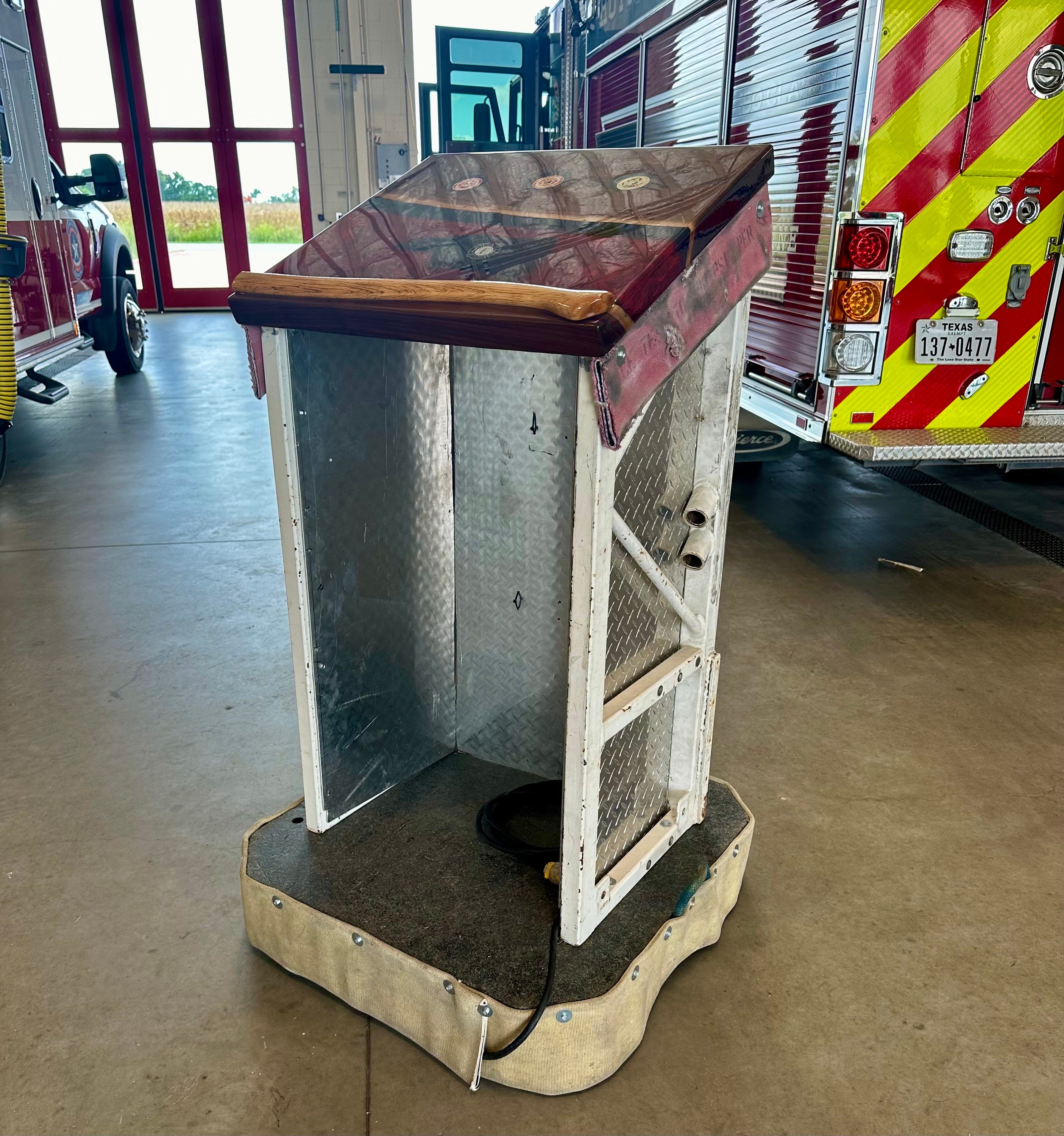 CUSTOM USA Walnut Podium: Live Edge Slab With Epoxy Inlay, Fire Station ...