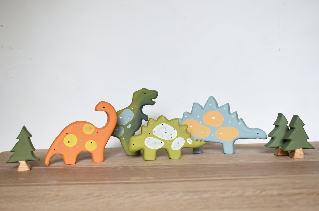 Waldorf Inspired Wood Dinosaurs / Wooden Animal Set / Dinosaurs
