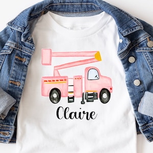 Girl Lineman Truck Shirt, Girl Pink Lineman Truck Shirt, Lineman Truck Shirt, Girl Truck Shirt, Personalized Name, Sublimation,Lineman Truck