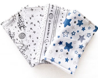 Baby Burp Cloths, Space Ship Burp Cloths, Set of 4 Burp Cloths, Baby Shower, Baby Gift, Baby Boy Burp Cloths, Burp Cloth, Personalized Name