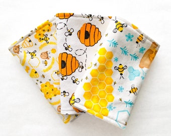 Baby Burp Cloths, Bee Burp Cloths, Set of 3 Burp Cloths, Baby Shower, Baby Gift, Baby Boy Burp Cloths, Burp Cloth, Personalized Name