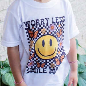 Retro Floral Smiley Shirt, For Infant, Toddler, Youth, and Adult, Kids Shirt, Retro Vintage, Boho, Butterfly, Inkjet Transfer or Sublimation