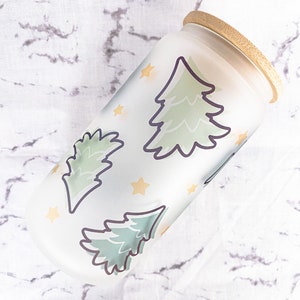 Weihnachtsbaum Glastasse, Weihnachtsglastasse, Weihnachtseiskaffee, 16 Unzen Glastasse, Eiskaffeetasse, Weihnachtskaffeetasse, Sublimation