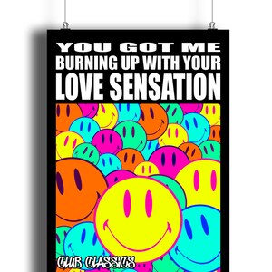 Love Sensation Print | Music Print | Music Poster | Wall Art | Typographic | Disco | Song Lyrics | Nineties | Eighties| House Music