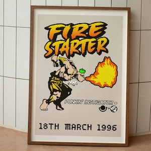 Stampa Firestarter / Stampa musicale / Poster musicale / Arte della parete / Testi delle canzoni / Anni Novanta / Parodia / Mash Up / Ispirato da The Prodigy