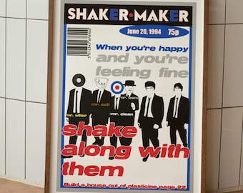 Shakermaker-Druck | Musikdruck | Musikplakat | Wandkunst | Songtexte | Neunziger | Parodie | Mash-Ups | Inspiriert von Oasis