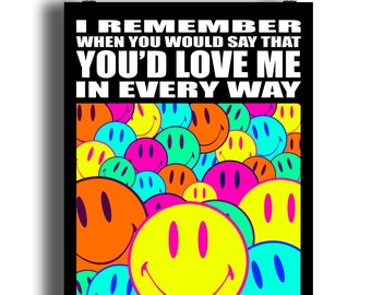 You Used To Hold Me | Music Print | Music Poster | Wall Art | Typographic | Song Lyrics | Nineties | Eighties | House Music | Acid House