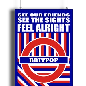 Alright Print | Britpop | Indie | Supergrass Inspired | Music Print | Music Poster | Wall Art | Typographic | Song Lyrics | Nineties