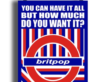 Supersonic Print | Britpop | Indie | Oasis Inspired | Music Print | Music Poster | Wall Art | Typographic | Song Lyrics | Nineties