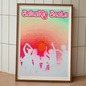 Balearic Beats Print | Music Print | Music Poster | Wall Art | Typographic | Lyrics | Song Lyric | Nineties | Ibiza Inspired