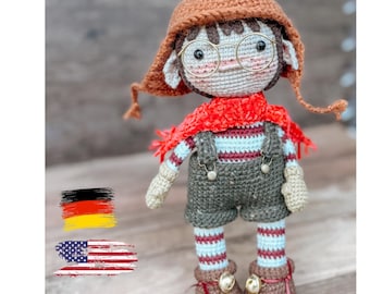 PDF crochet pattern for the doll Hans - German + English