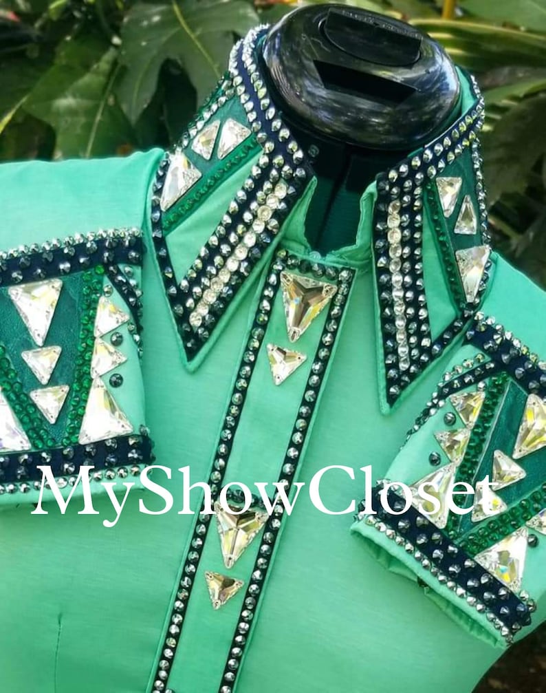 Green Black Western Pleasure Horse Show Shirt Horsemanship Etsy