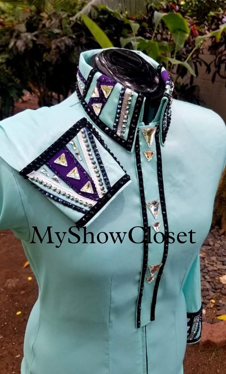 Teal Black Purple Western Pleasure Horse Show Shirt Etsy