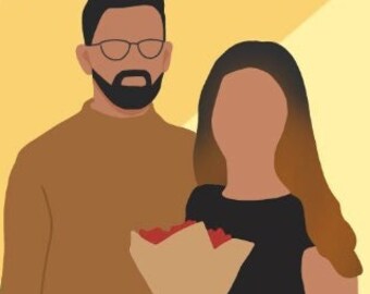 Anpassat ansiktslöst porträtt, digitalt porträtt, present till familj och vänner, alla hjärtans dag-present, illustration, digitalt, husdjursporträtt, personlig present