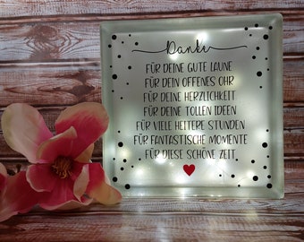 Illuminated glass block * Individual * Desired text * Desired motif * Personalized