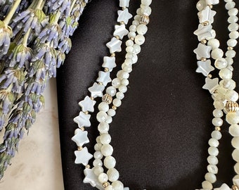 Parelmoerketting • 14k gold filled, met sterkralen