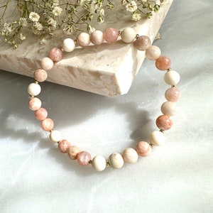 Neutral beaded braceletgenuine sunstone beads waterproof bracelet14k gold filledgifts for her image 5