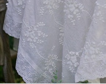Mantel de encaje blanco/Mantel bordado floral francés/Mantel de boda/Decoración de mesa de algodón al aire libre/Cuadrado de cubierta de mesa rectangular