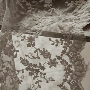 Rustic Custom Flower Lace Embroidered Tablecloth/White Wedding Tablecloth/100% Cotton Table Cover/Beige Farmhouse Round Tablecloth Rectangle