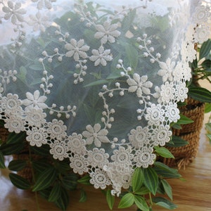 Klassisk vit spetsduk för bröllop/broderad fransk blommig spetsduk/duk i 100 % bomull/rund duk i lantlig stil bild 5