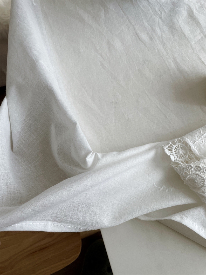 French Floral Lace Embroidered Rectangle Tablecloth/100% Cotton Table Cover/White Lace Wedding Tablecloth/Custom Farmhouse Round Tablecloth zdjęcie 4