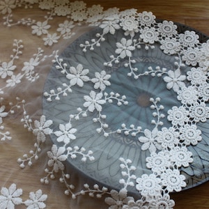 Klassisk vit spetsduk för bröllop/broderad fransk blommig spetsduk/duk i 100 % bomull/rund duk i lantlig stil bild 4