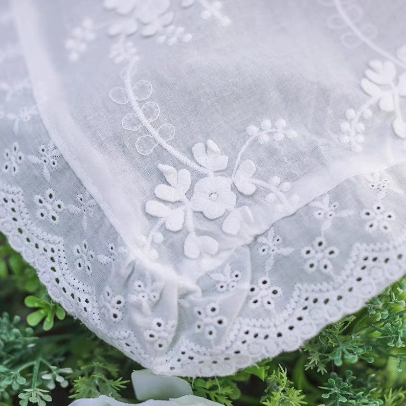 White Lace Tablecloth/French Floral Embroidered Tablecloth/Wedding tablecloth/Outdoor Cotton Table Decor/Rectangle Table Cover Square image 6