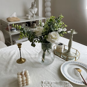 Französische florale Spitze bestickte rechteckige Tischdecke/Tischdecke aus 100 % Baumwolle/weiße Spitze-Hochzeitstischdecke/kundenspezifische runde Bauernhaus-Tischdecke Bild 3