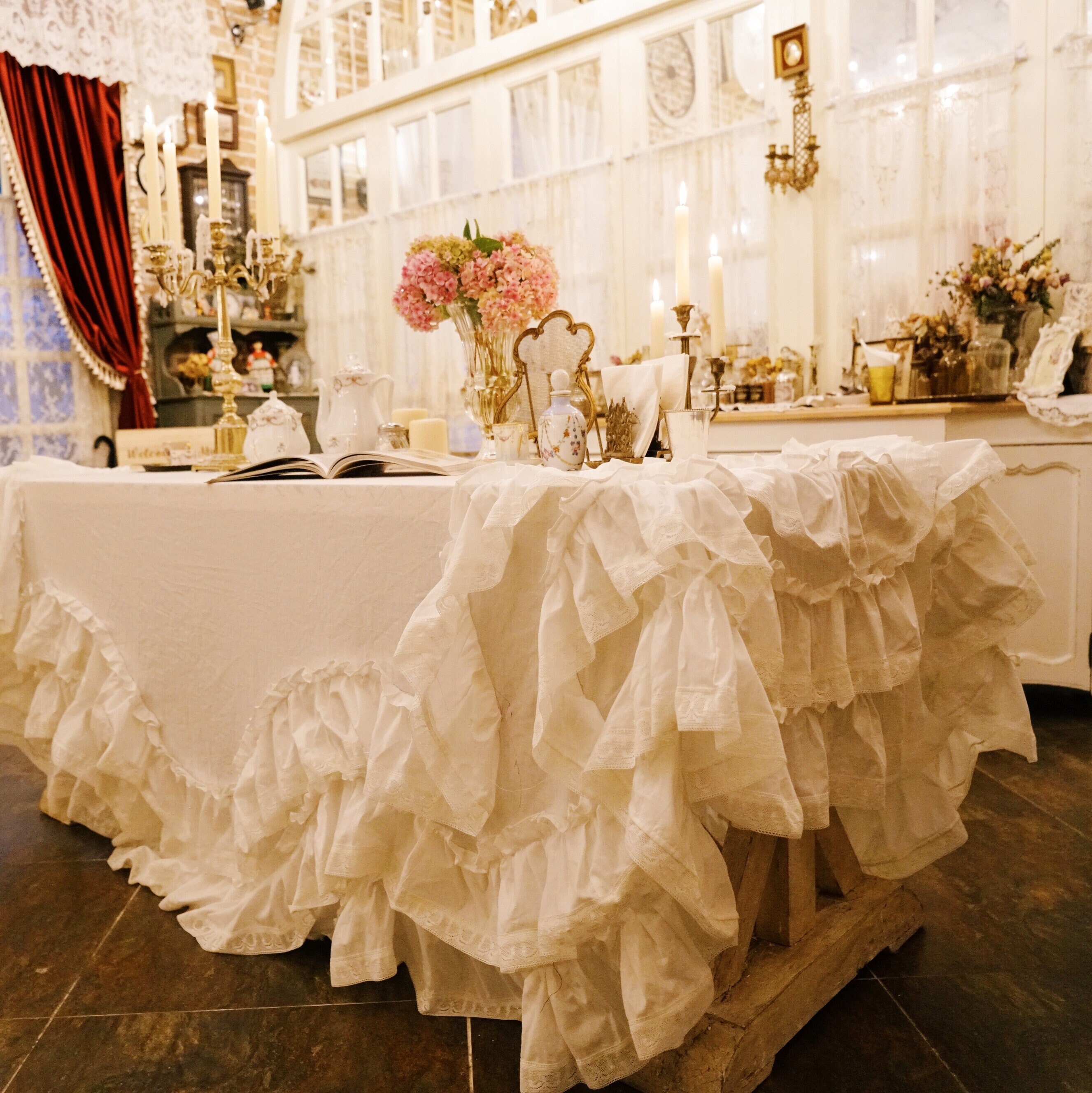 French Lace Rectangle Tablecloth/100% Cotton Table Cover/White Lace Wedding Tablecloth/Custom Farmhouse Round Tablecloth